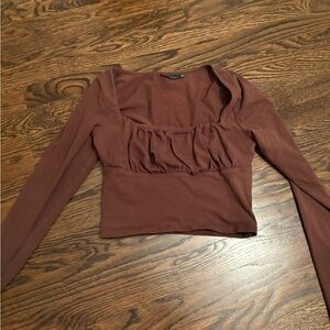 Brown Long Sleeve Women's Top